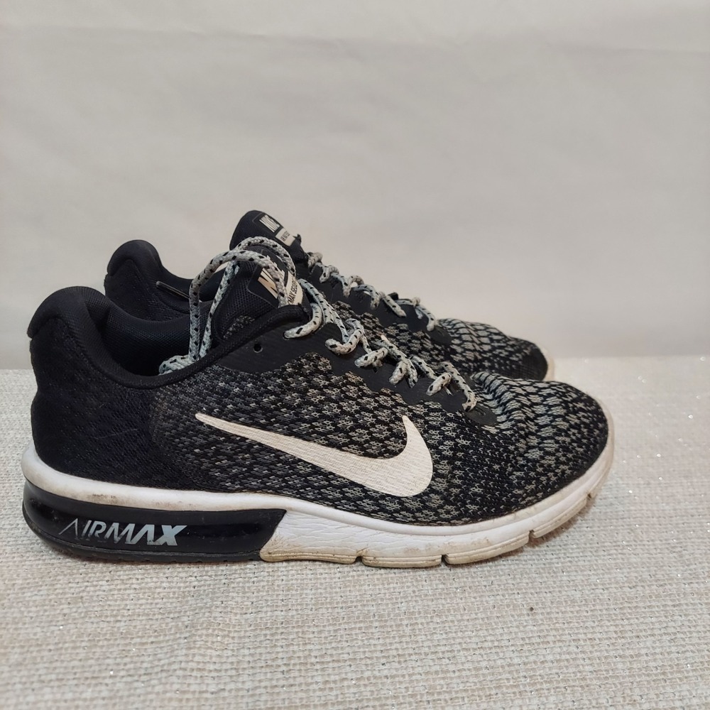 Nike Air Max Sequent 2 852465-002 Black Running Shoes Sneakers Womens Size 9